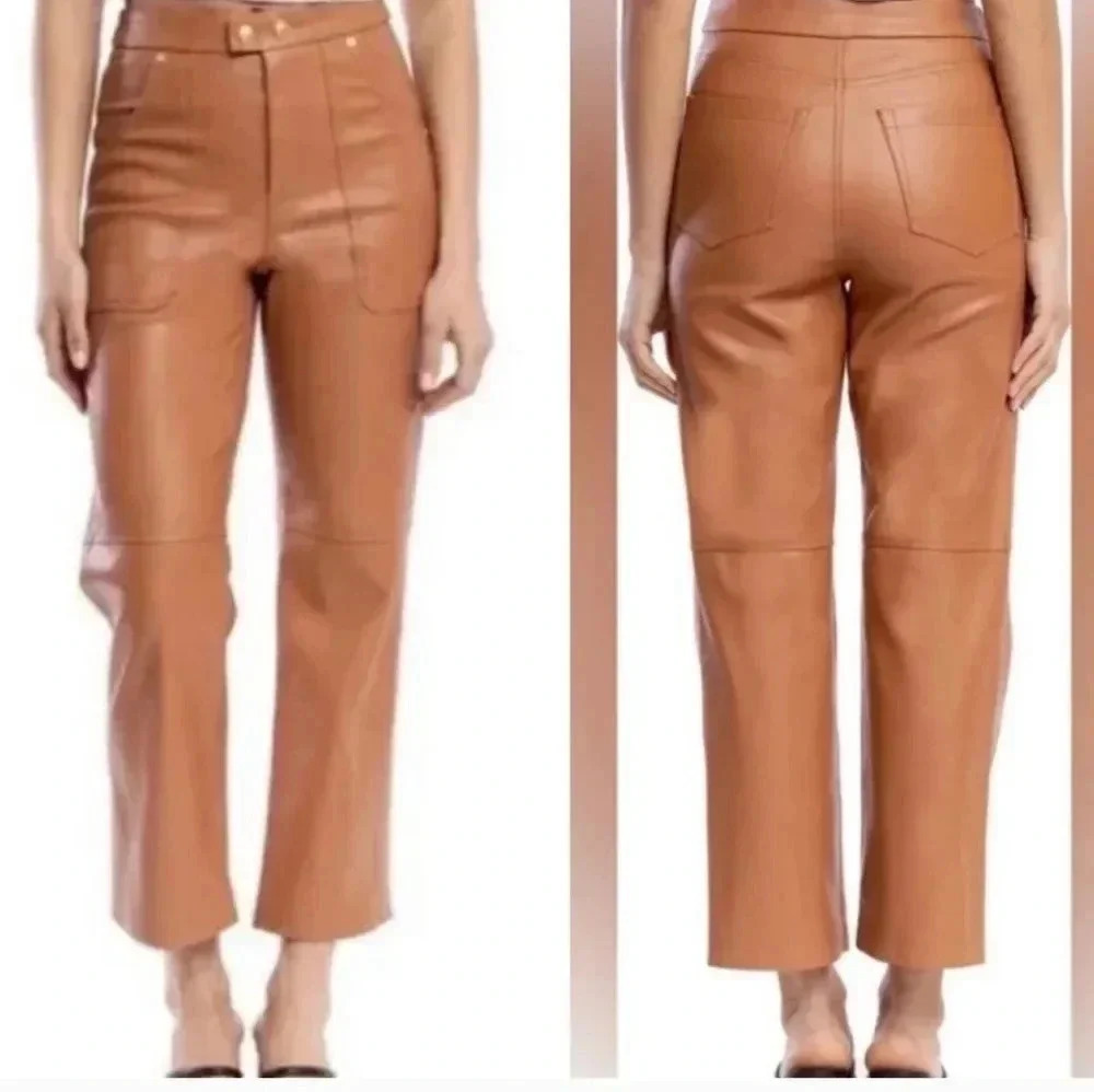 Blank NYC The Baxter Ribcage Straight Leg Vegan Faux Leather Ankle Pants(27)NWT